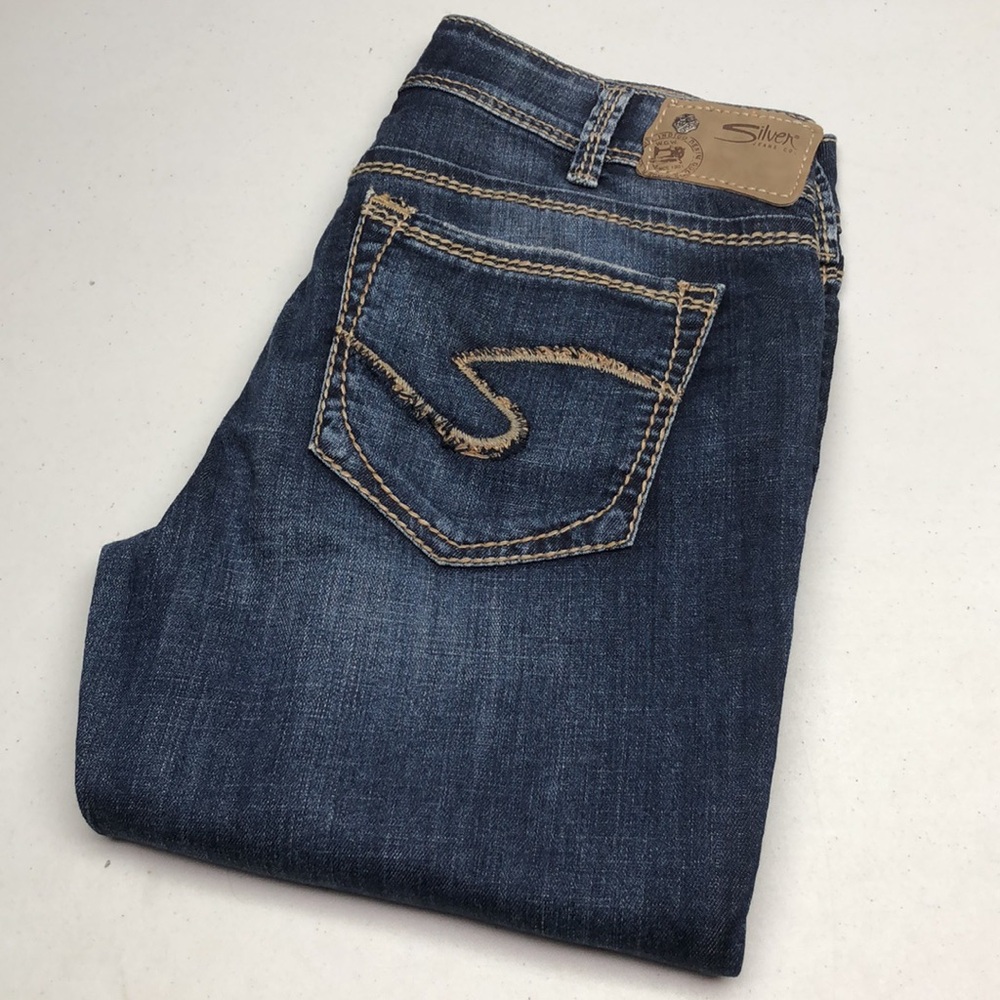 Silver Jeans Women Straight Leg Dark Blue Denim